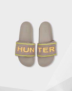 Grey Hunter Terry Towelling Logo Adjustable Men's Slides | Ireland-73821